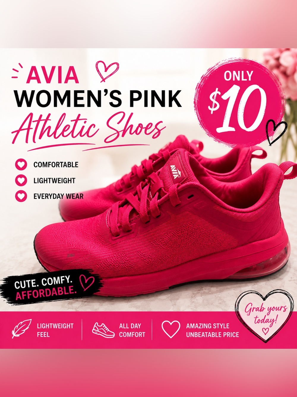Sale! avia Women's Pink Athletic Shoes